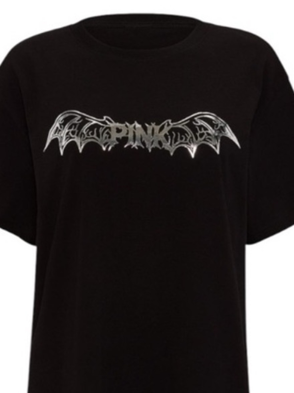 PINK VS Black Silver Bat Wing Tee